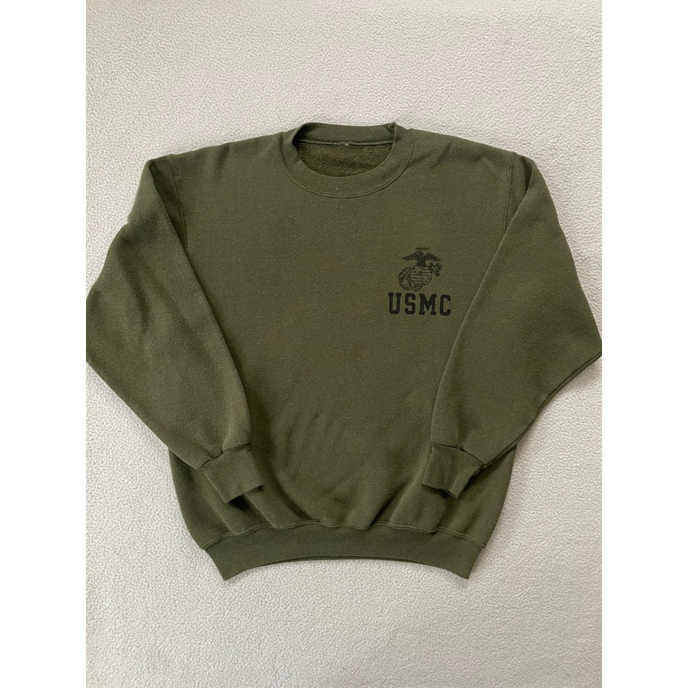 No Tag -  Mens medium Sweatshirt Olive Green USMC Marines Military PT Crewneck
